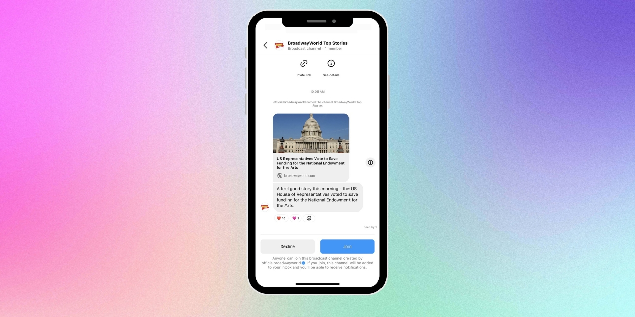 Get BroadwayWorld's Best Stories With Our Instagram Broadcast Channel Photo